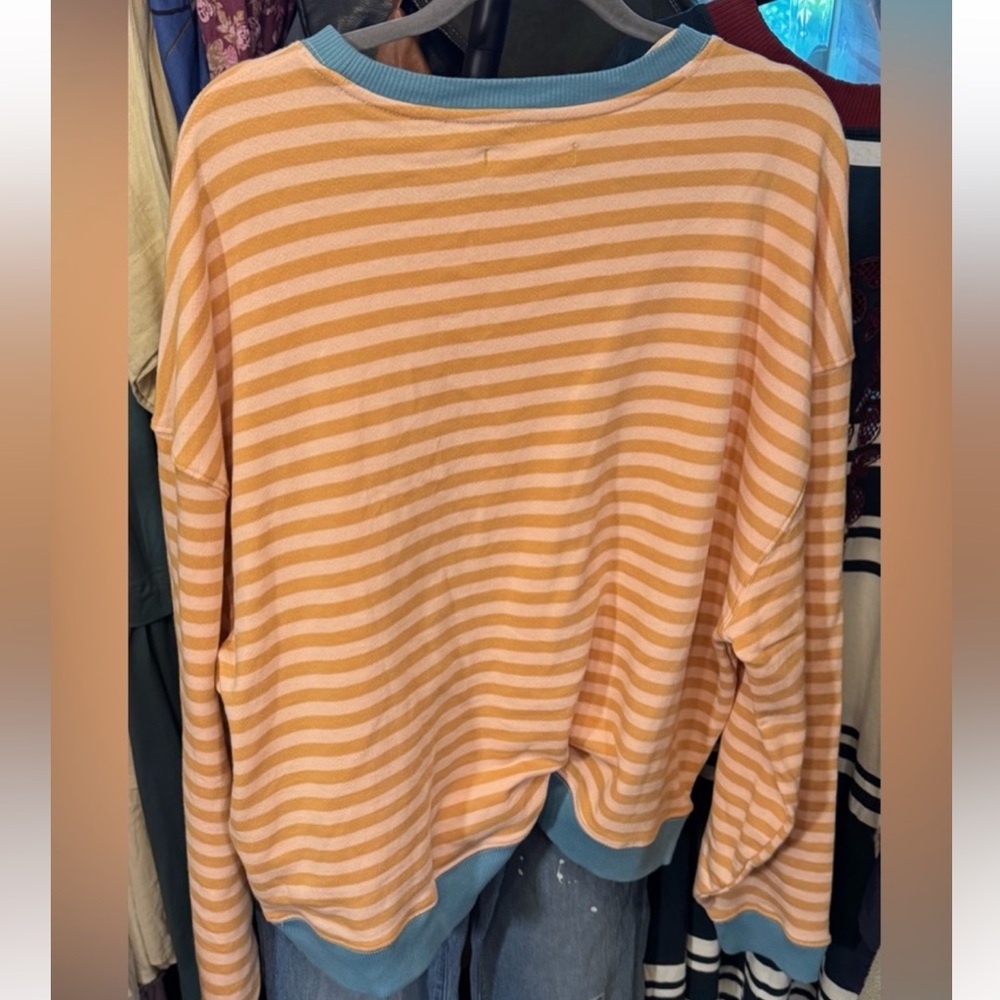 NWOT Free People We The Free Classic Striped Crewneck in Latte Combo Size Large - Picture 8 of 8